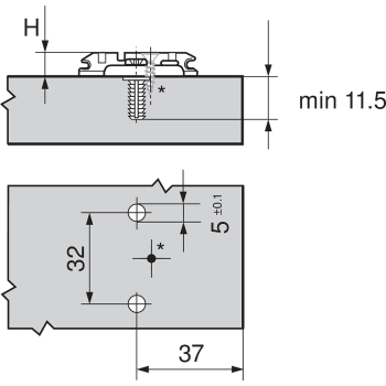 Prowadnik Blum 174H7100E CLIP z regulacją, z mimośrodem, wys.0mm, expando (z kołeczkami), onyx